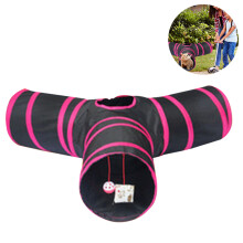 Tunnel interattivo per gatti Playful Retreat, divertente gioco per gatti da interno, tubo a S in poliestere resistente agli strappi, pieghevole in 5