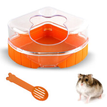 Paraíso para Pets: Recipiente espaçoso para banho de areia de hamster, com design em formato de leque que economiza espaço.