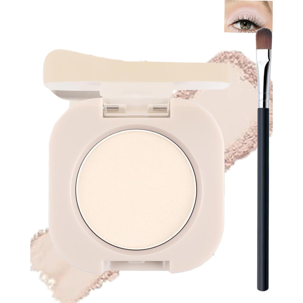 White,Cream Single Matte Eyeshadow Palette Nude White Waterproof Longwear Pigment Smooth Blendable Formula