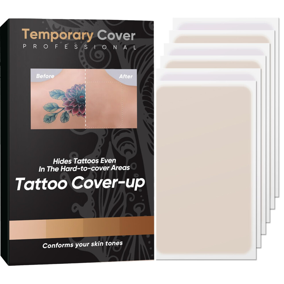 Waterproof Tattoo Cover Up Patch Tape, Natural Skin Tone Concealer for Scars and Tattoos, 12pcs