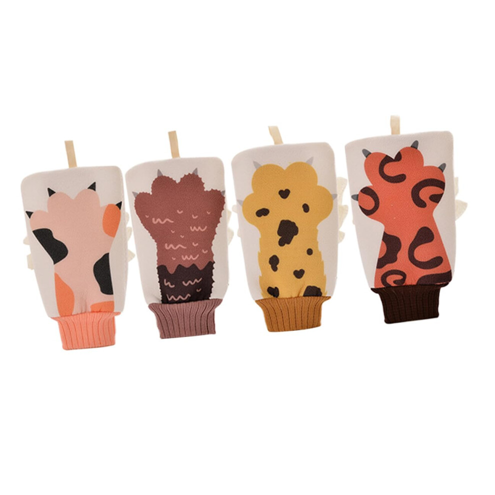 4pcs Exfoliating Bath Mitts with Animal Patterns DoubleSided Body Scrubber Gloves for Adults Spa