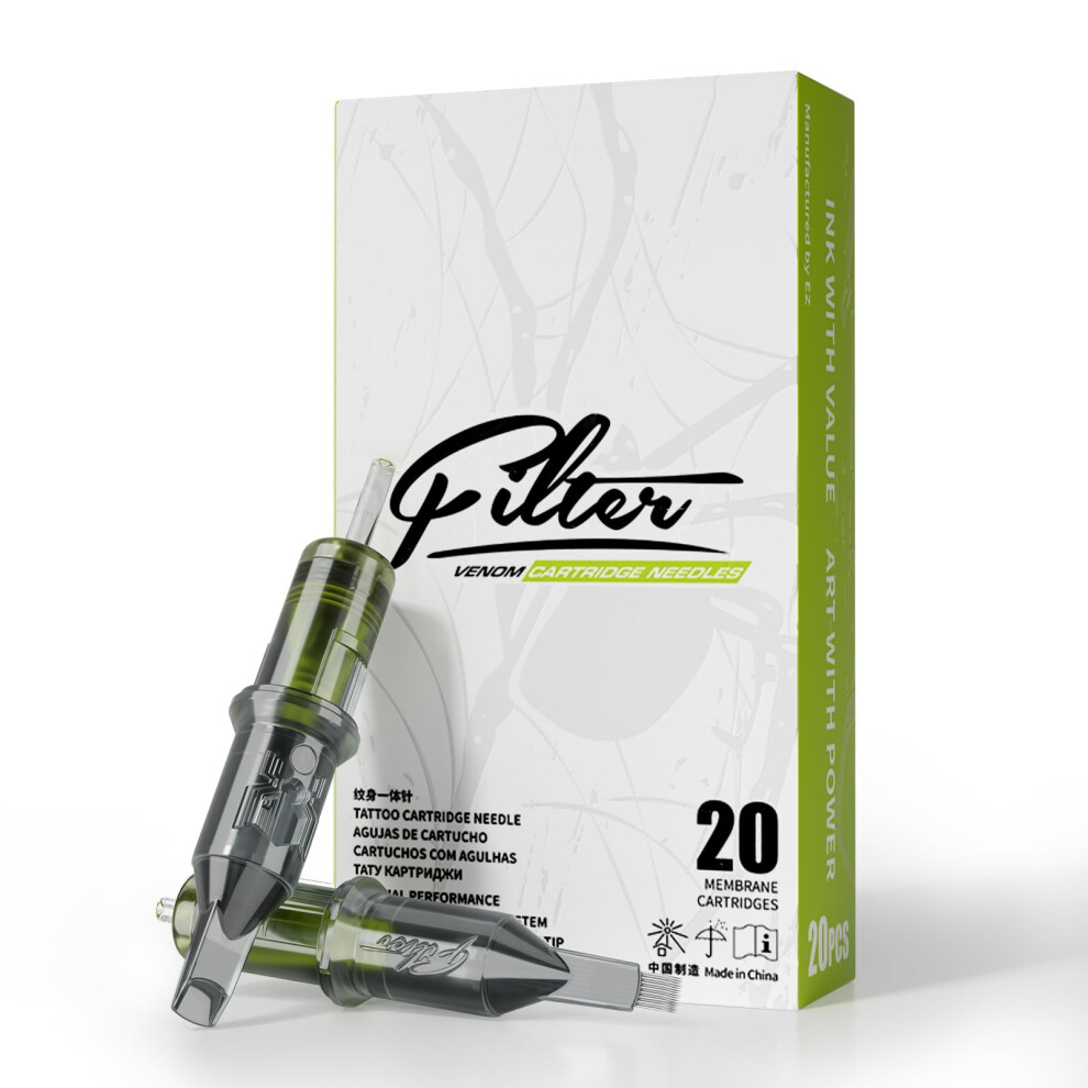 Tattoo Cartridge Needles 20pcs #10 27RM Bugpin Curved Round Magnum Disposable for Rotary Guns