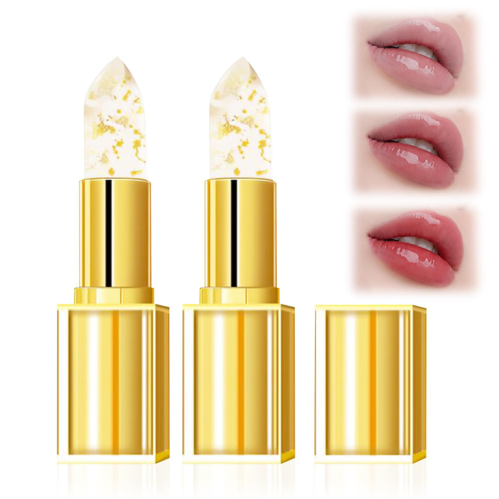 Gold Color Changing Lipstick Set With Foil Crystal Shine, Ph Activated Moisturizing Transferproof Long Wear