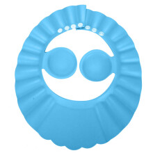 Baby Shower Cap with Eye Protection, Adjustable Infant Shampoo Hat, Soft Silicone Blue