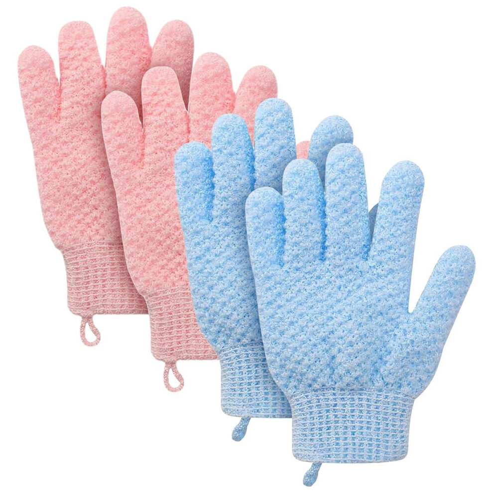 Exfoliating Gloves 4 Pcs Set for Dead Skin Removal and Deep Cleansing Body Scrubber Spa Use