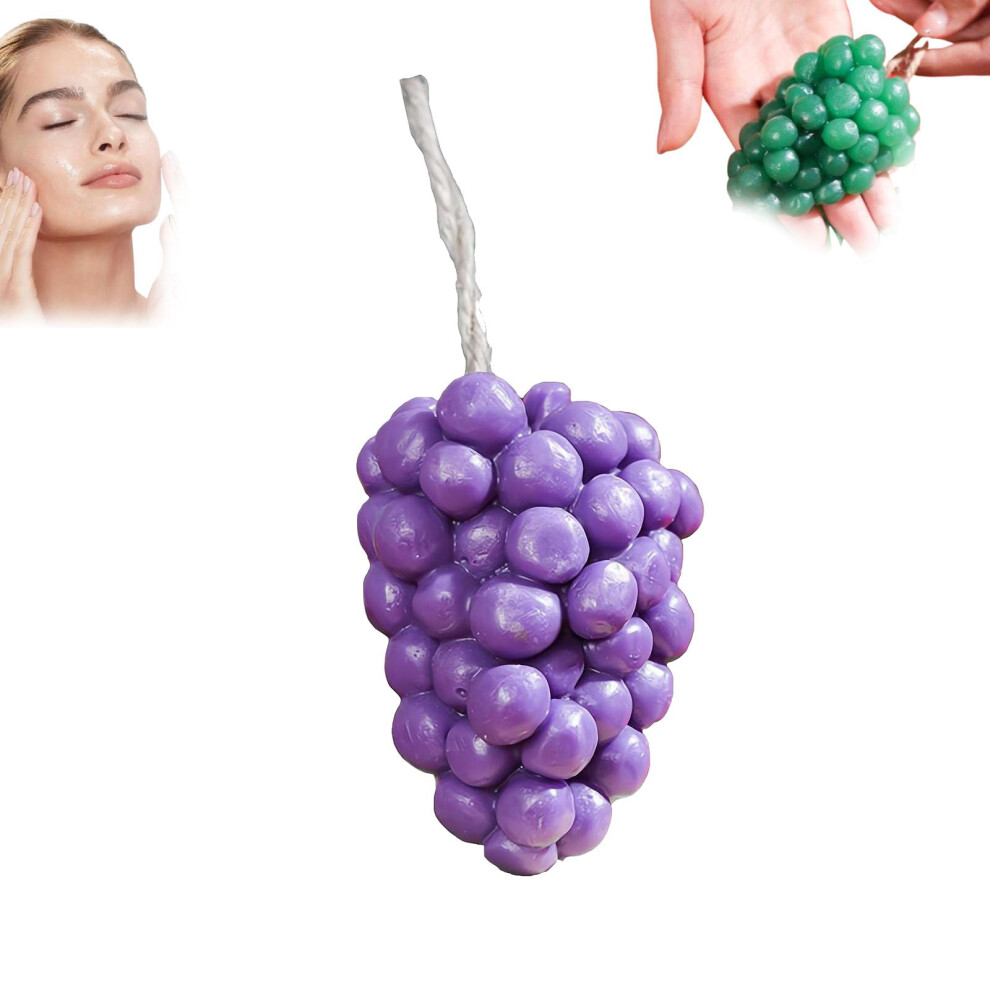 Purple Handmade Grape Soap Bar With Longlasting Fragrance, Decorative Guest Gift For Daily Cleansing