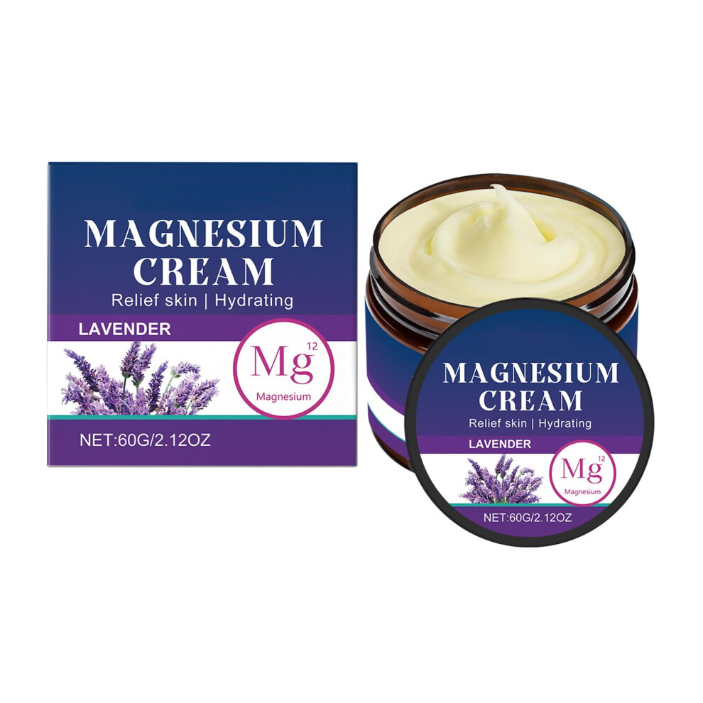 Cream/Lavender Magnesium For Muscle And Joint Pain Relief With Shea Butter And Coconut Oil, 60G