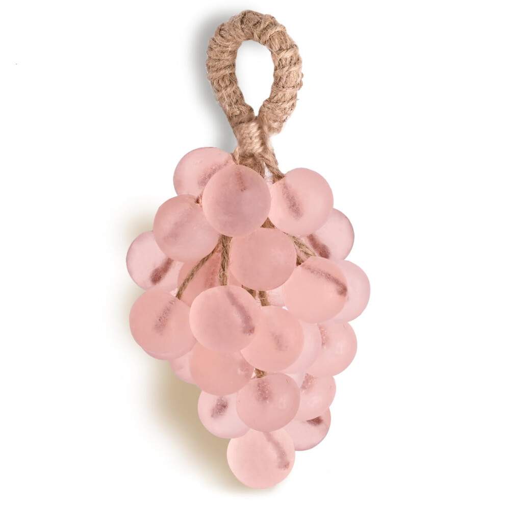 Grape Soap on a Rope with Realistic Cluster Design, Handmade Fruity Bath Bar in Pink Gift Box