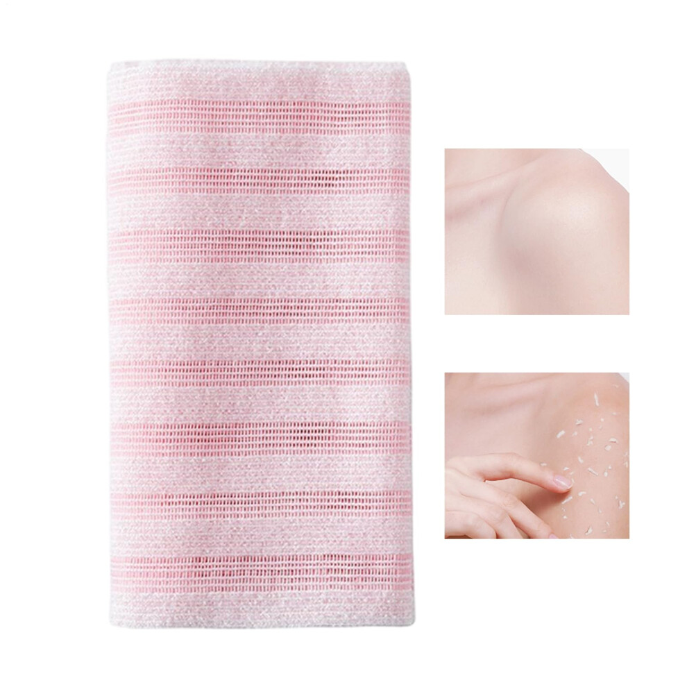 Pink Exfoliating Bath Towel Extra Long Japanese Body Scrubber For Gentle Skin Massage Washcloth