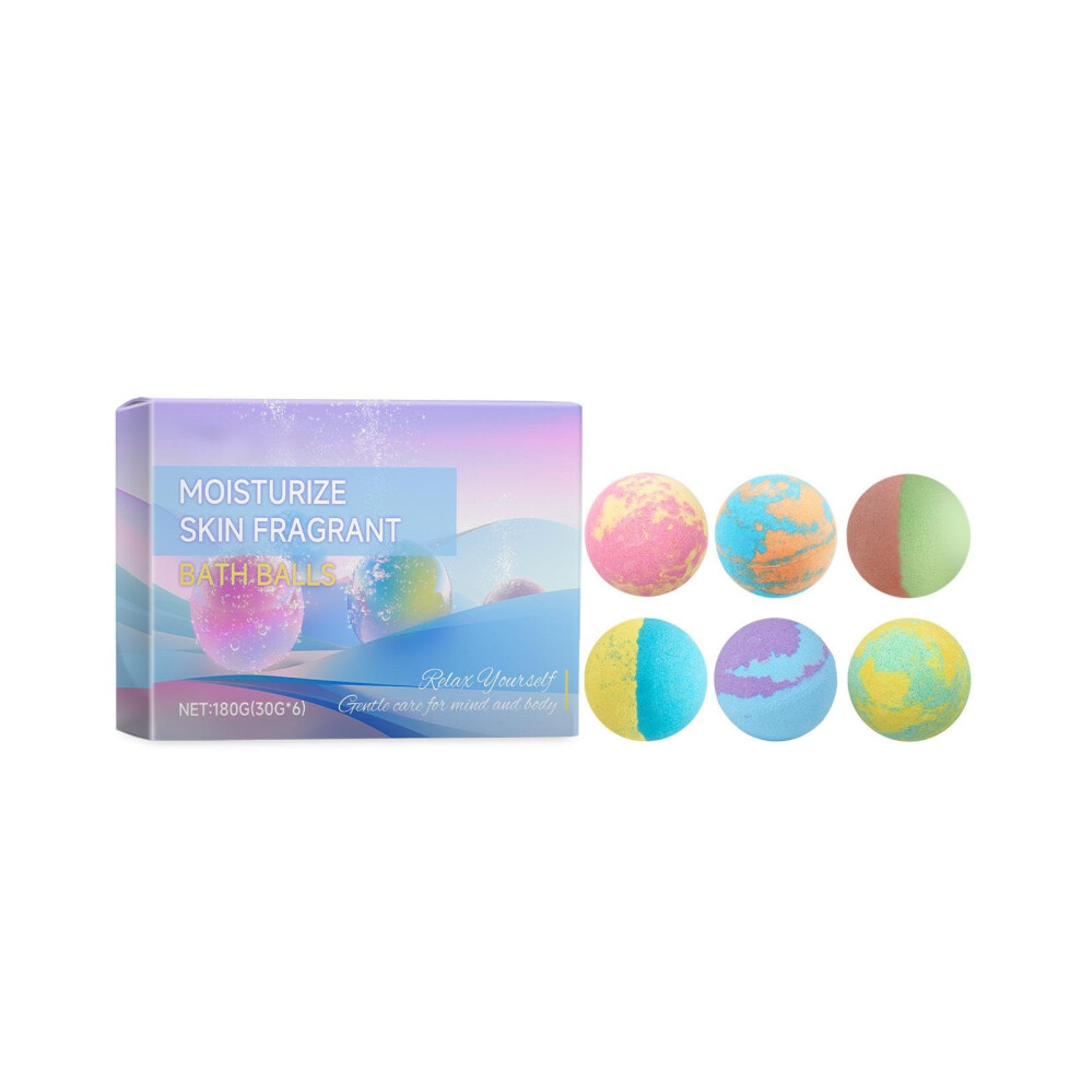 Bath Bombs Set 6 Pack Colorful Spa with Rich Foam LongLasting Fragrance for All Skin Types