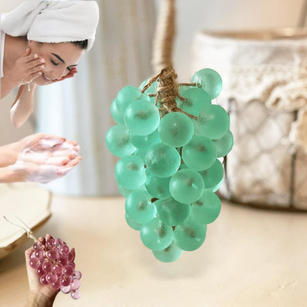 Handmade Grape Soap on a Rope Decorative Cluster Transparent Body Bar with Long Lasting Fragrance