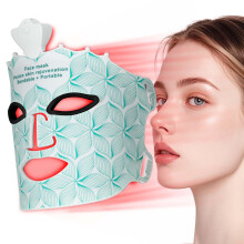 LED Face Mask with 7 Color Light Therapy, Cordless Silicone Design for Facial Skin Care, White