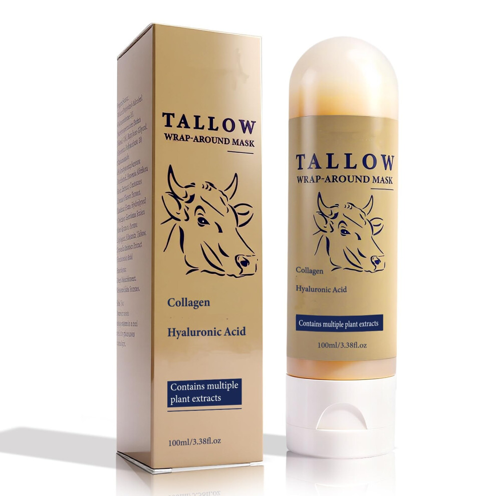 Beef Tallow Face Mask with Collagen for Deep Pore Cleansing and Hydrating Tallow Moisturizer