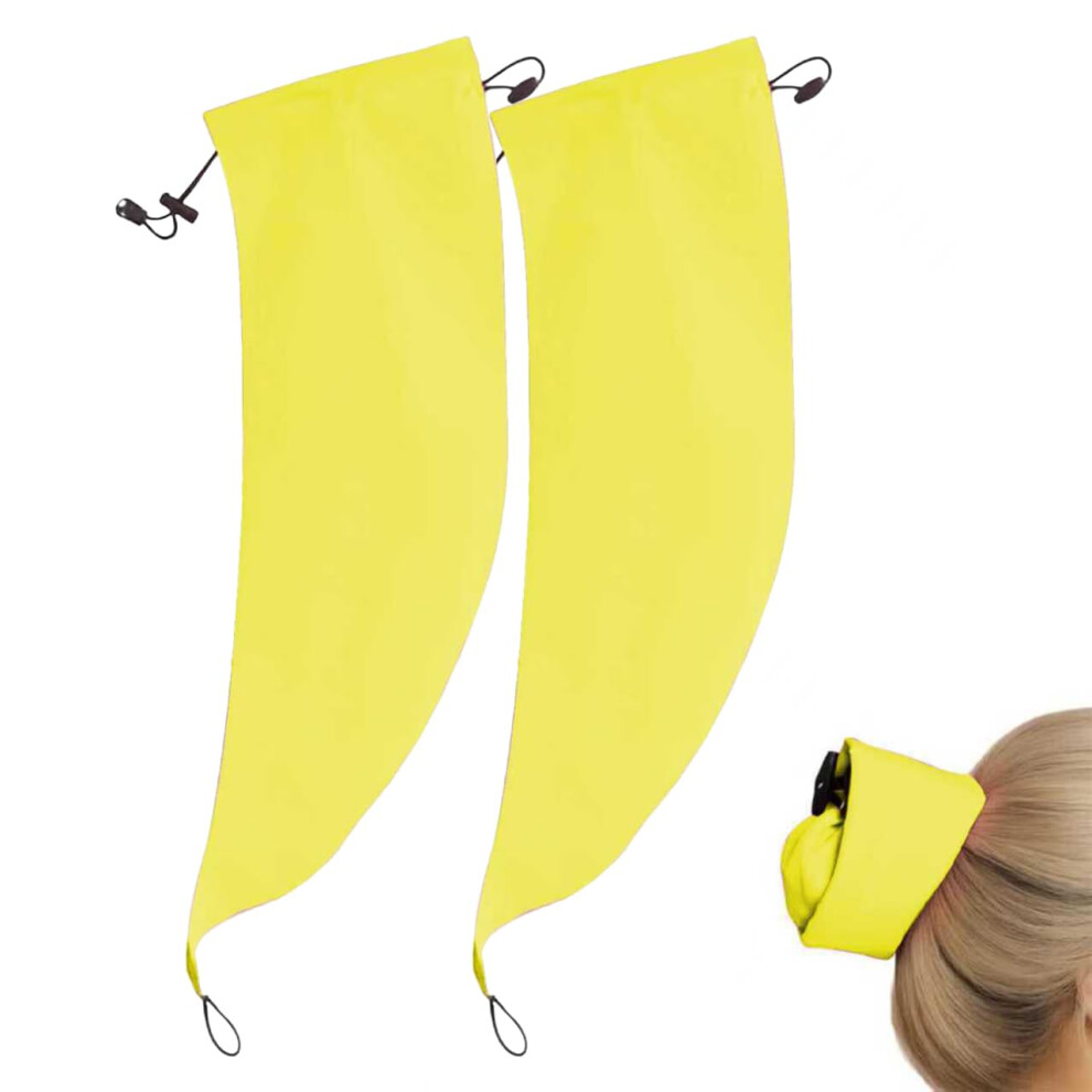 2PC Waterproof Shower Cap for Long Hair â Durable Hair Protection for Swimming, Travel, and Shower (Yellow)