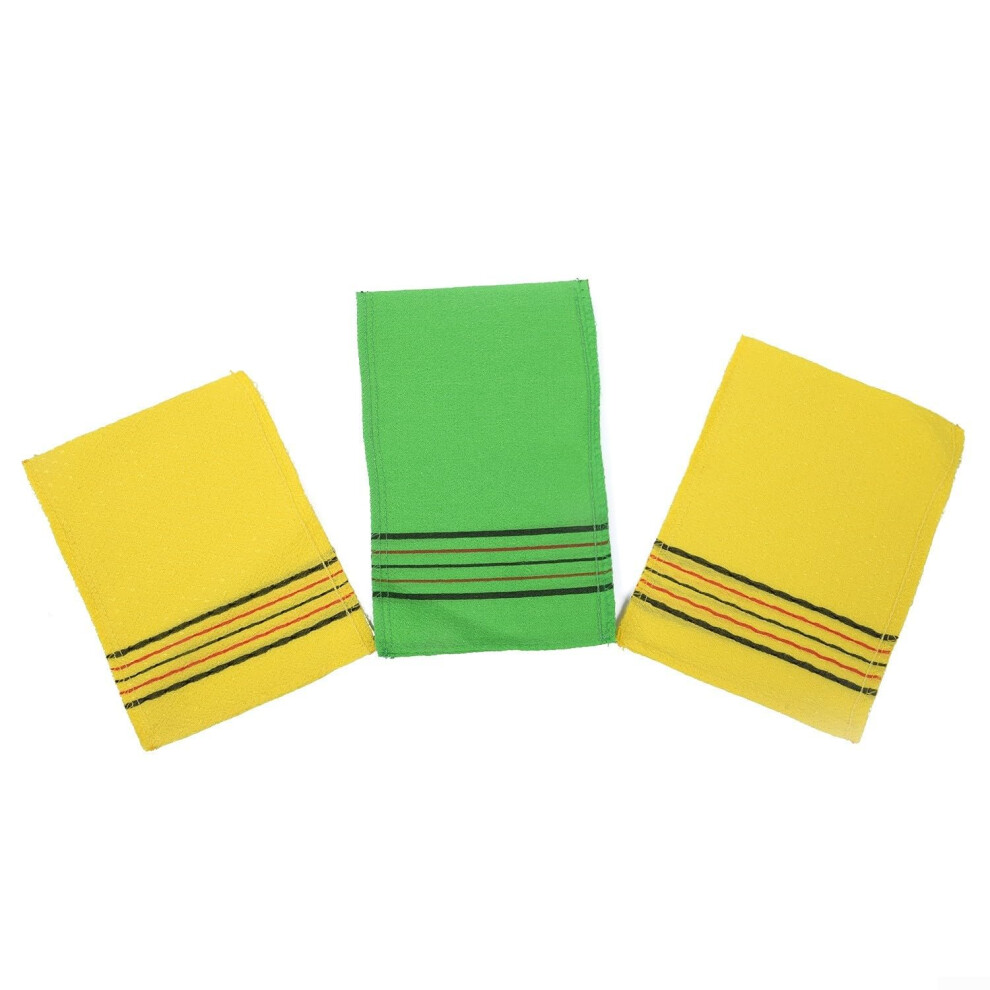 Green Exfoliating Bath Towel And Body Scrubber Mitt For Dead Skin Removal, Quick Dry 5 Pack