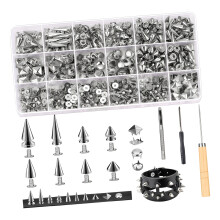 Jeu de rivets de bricolage, 455 pièces, 10 tailles,-argent