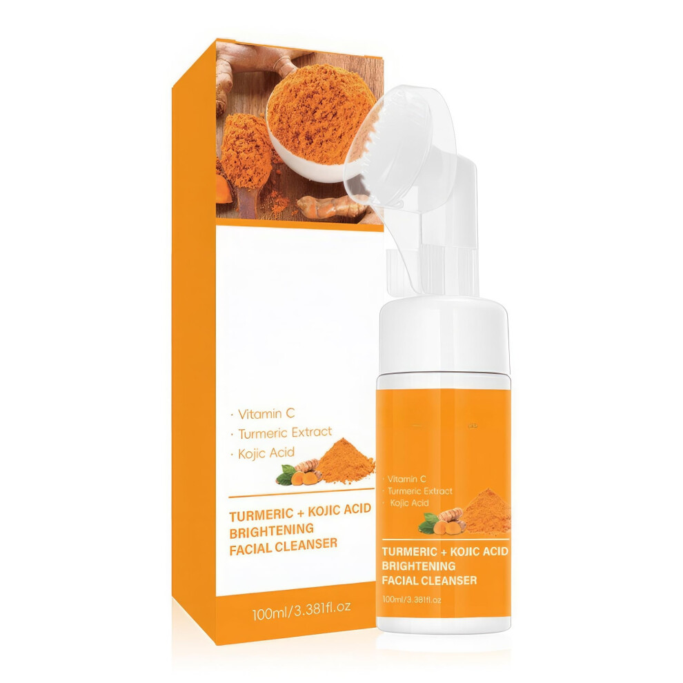 Turmeric Foaming Face Cleanser with Silicone Brush, Deep Cleansing and Brightening 100ml