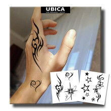 Semi Permanent Tattoo Stickers Waterproof Long Lasting Black Henna 2 Sheets for Women and Men