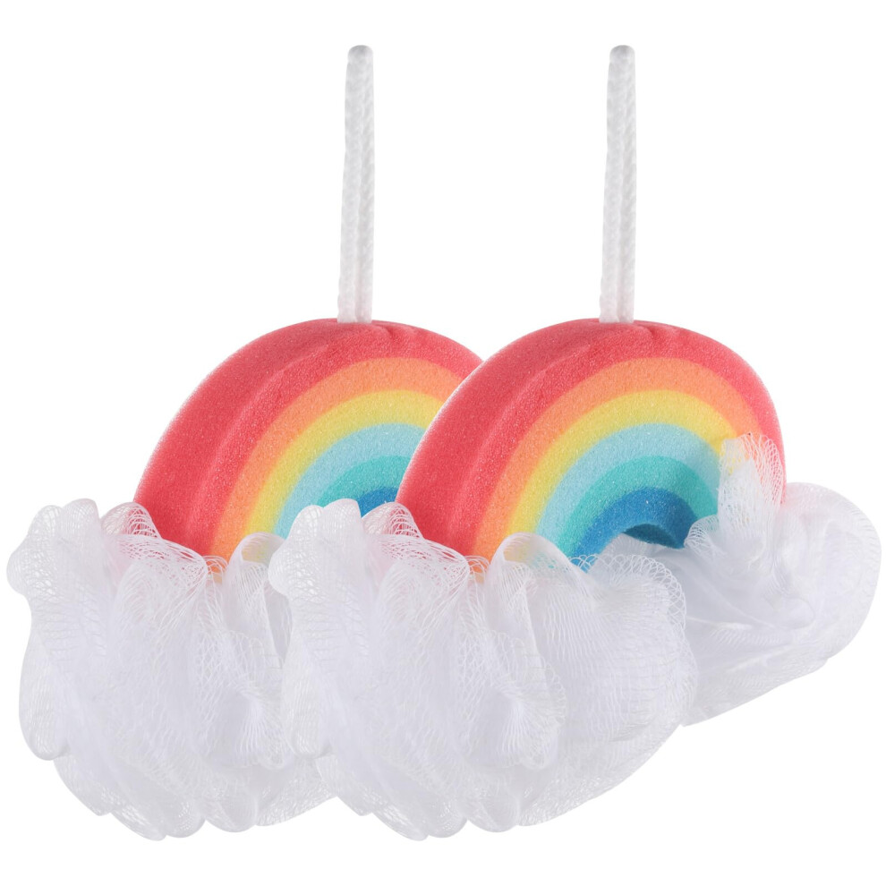 2pcs Soft Exfoliating Bath Sponge Gentle Skin Scrubber Vibrant Cartoon Design for Kids and Travel