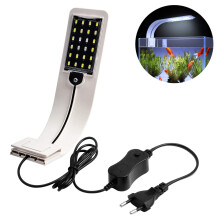 Lampada LED a doppia testa con clip per acquario, adatta sia per acqua dolce che salata, che esalta i colori dei pesci.