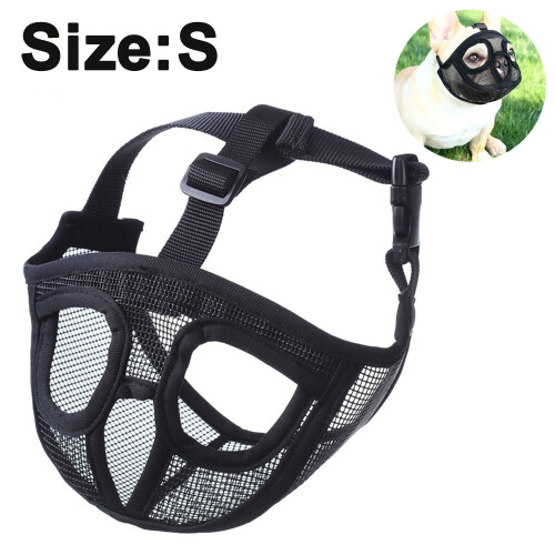 Humanized Muzzle for Flat-Faced Dogs, Breathable Mesh Design, Adjustable Bulldog Muzzle for Biting and Chewing Control 1