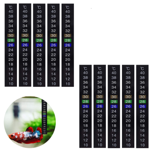 Adhesive Thermometer Strip, Horizontal Stick On For Easy Fish Tank Temperature Control