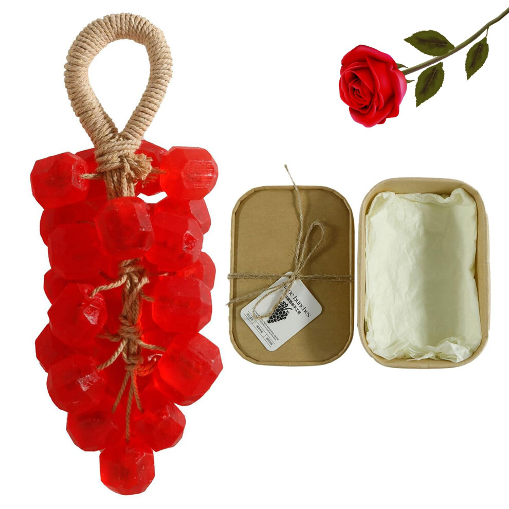 Handmade Grape Soap with Fresh Rose Fragrance, Handcrafted Crystal Cluster Luxury Bath Gift