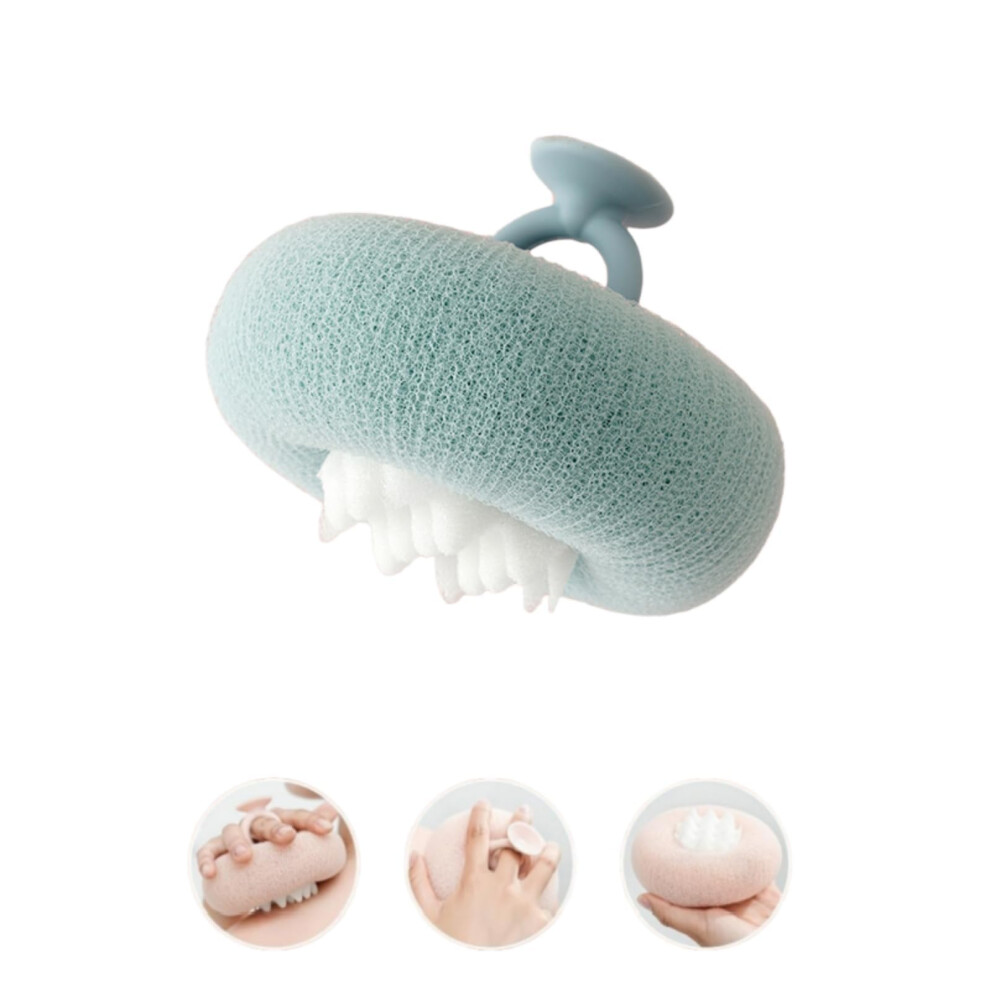 Sunflower Bath Sponge with Suction Cup, Soft Exfoliating Shower Loofah for Women, Green Body Scrubber