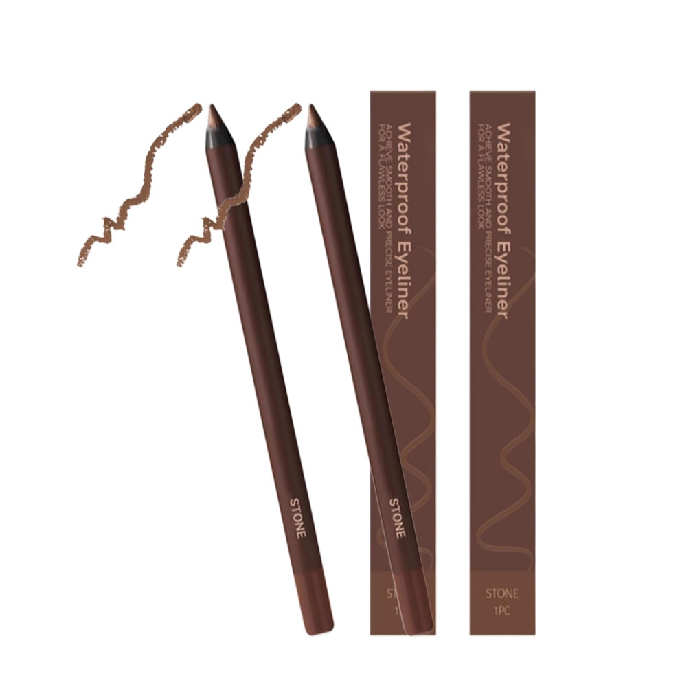 Waterproof Eyeliner Duo with 24Hr No Smudge Wear, Retractable Precision Tip, Smooth Glide (Stone X2)