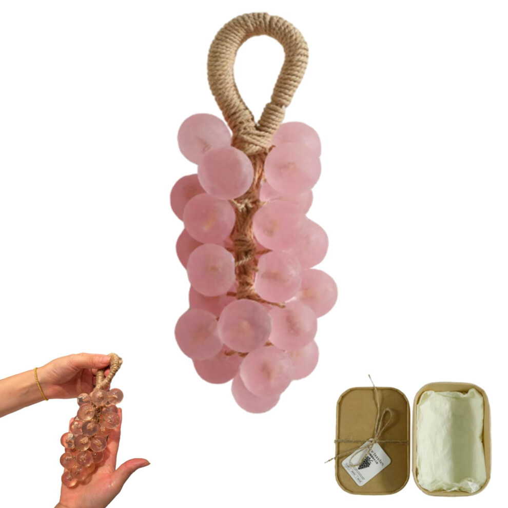 Pink Handmade Grape Soap With Rope, Realistic Cluster Design, Moisturizing Gift Box,