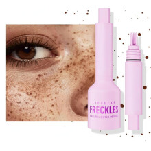 Freckle Pen and Stamp Waterproof SmudgeProof Quick Dry Natural Fake Freckles Makeup Dark Brown
