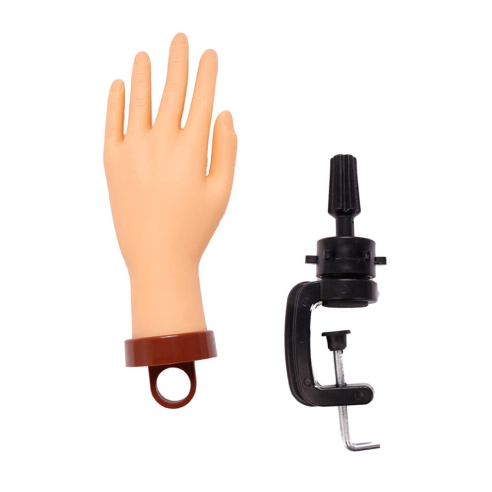 Flexible Manicure Practice Hand with Stand, Realistic Nail Training Hand for Beginners and Students