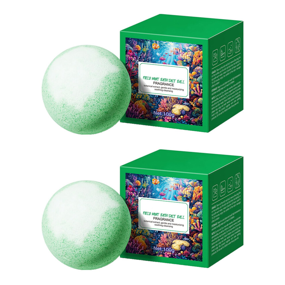 Mint Bath Bombs 2Pack with Fruit Scents, Moisturizing Spa Gift Set for Women and Men