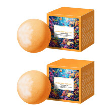 Fruit Scented Bath Bombs 2Pack with Gentle Moisturizing and Bubble Spa Effect, Orange Gift Set