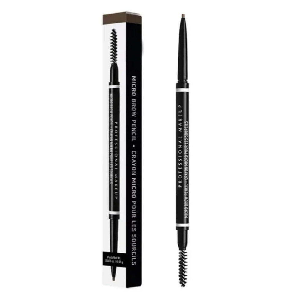 Black Precision Micro Brow Pencil With Spoolie, Retractable Slim Design For Natural Longlasting Brows