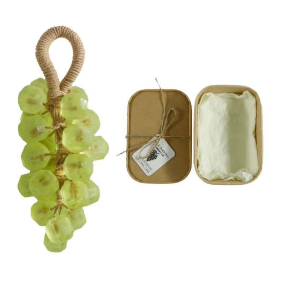 Green Crystal Grape Soap With Rope, Tea Scent Decorative Bathroom Soap For Handwashing And Shower