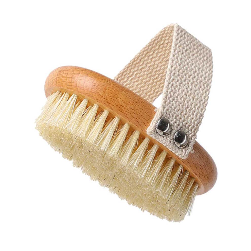 Natural Bristle Dry Body Brush for Gentle Skin Exfoliation with Ergonomic Wood Handle and Back Reach
