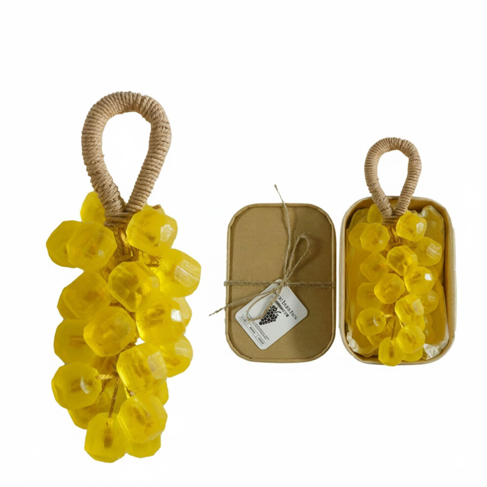 Grape Soap on a Rope Moisturizing Decorative Handmade Bath Soap Bar with Hanging Rope Yellow