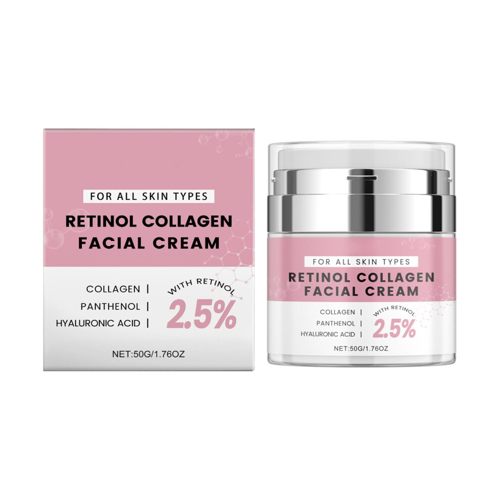 Cream 2.5% Retinol Face With Collagen Antiaging Moisturizer For Wrinkles And Hydration 1.76Oz