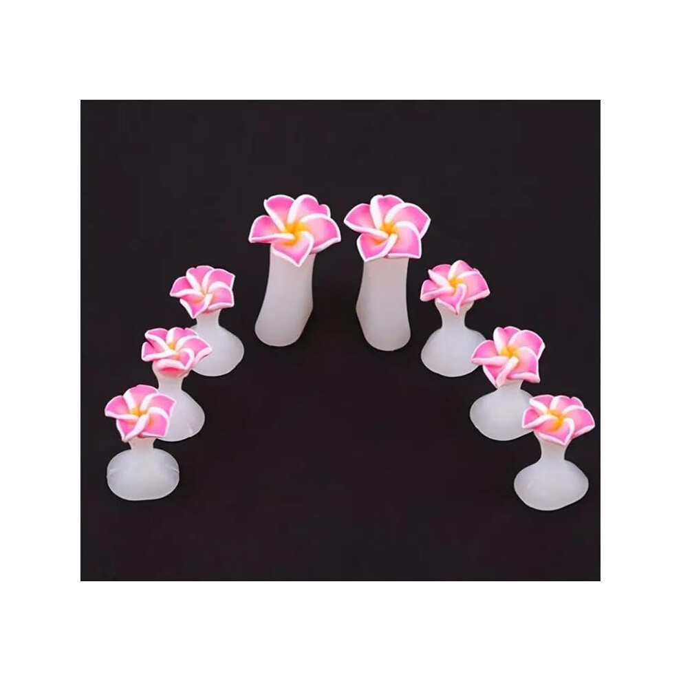 Pink Toe Separators 8Pcs Soft Silicone Flower Pedicure Spacers For Smudge Nail Polish