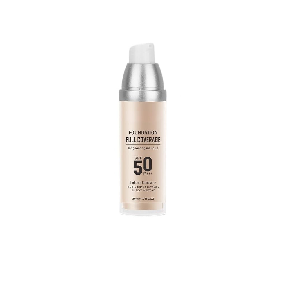 Ivory Full Coverage Liquid Foundation Spf 50, Waterproof Buildable Concealer For Flawless Skin 1Oz