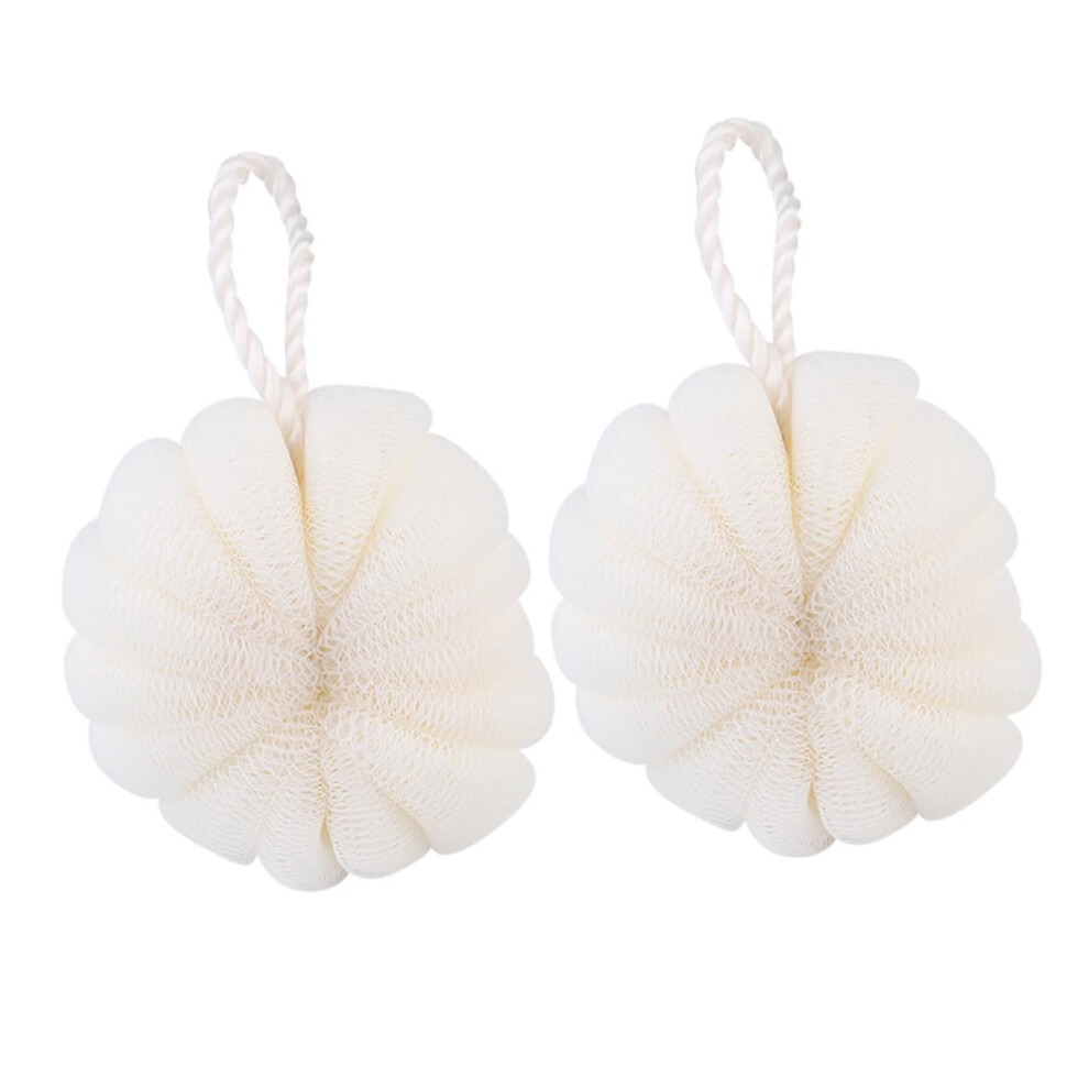 2pcs Large Exfoliating Bath Loofah with Handle for Gentle Skin Scrubbing and Rich Foam Creation