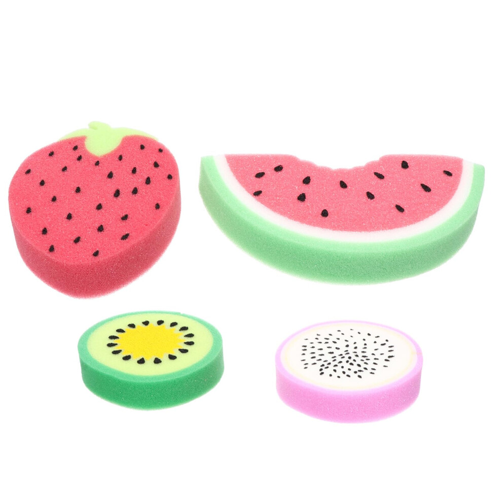 Bath Sponge Set of 4 Fruit Shaped Shower Sponges for Gentle Exfoliation and Rich Foam Creation
