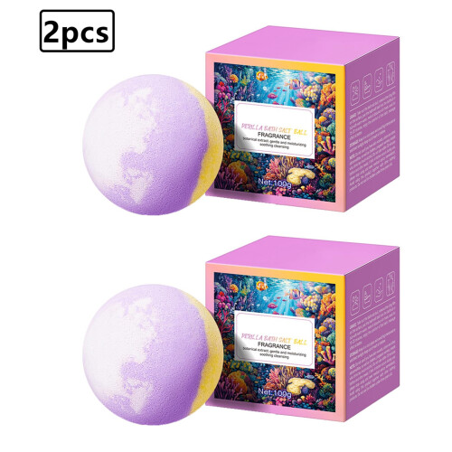 2Pack Moisturizing Aromatherapy Bath Bombs, Fruit Scent Gift Set with Purple Perilla Fizzies 1