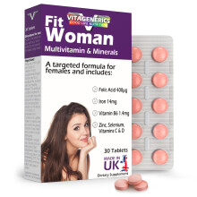 VITAGENERICS FitWoman High Strength Multivitamin & Minerals | x30 Tablets | with Folic Acid, Iron, Zinc, Selenium, Biotin, Vitamin