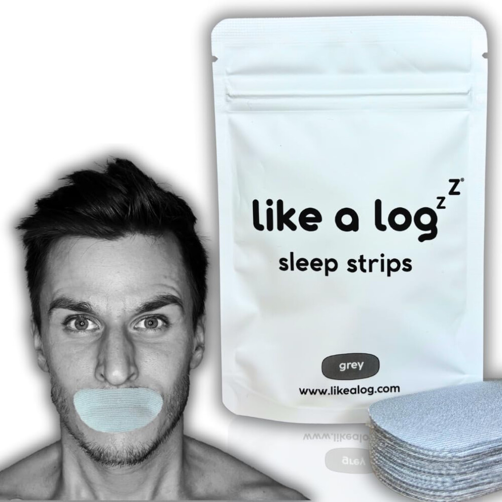 Like A Log Z Z Premium Mouth Tape By Like A Log (Grey) - 30 Pack Sleep Strips For A Better Night's Sleep, Reduced Snoring, Improved Nasal Breathi
