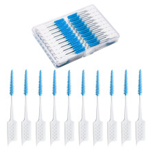 TGYDRT Interdental Brushes – 300 Count Floss Sticks Dental with Silicone Brush Head, Toothpicks & Floss Picks for Teeth Clean Tool,Blue