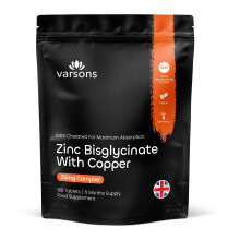 Zinc Bisglycinate 25mg with Copper - Chelated High Absorption Zinc Supplements for Immunity, Skin, Bones & Hair - 6 Month Supply,