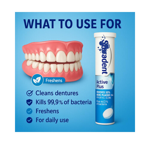 Stera Dent Active Plus Denture Cleaning Tablets – 4 Pack (120 Tablets) + Thank You Card | Bundle by E-FICCI 2