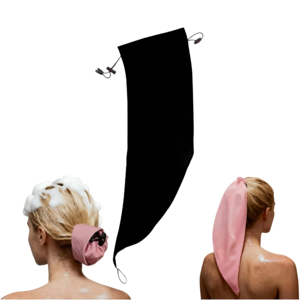 Shower Cap for Long Hair Waterproof Hair Sleeve Adjustable Fit for Braids Locs Ponytail Bun
